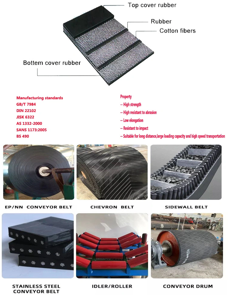 Huanball Hot Sells New Design Professional High Quality Heavy Duty Rubber Conveyor Belt for Stone Crush