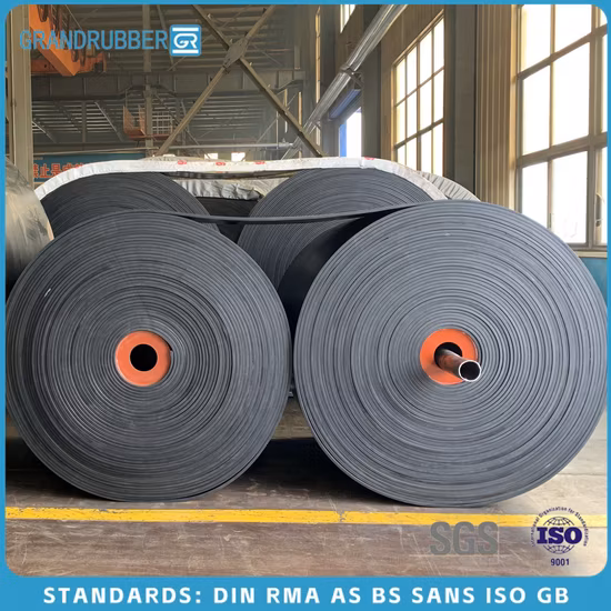 경쟁력 있는 가격으로 시멘트 산업을 위한 열, 화염 및 내유성 끝없는 폴리에스터 고무 산업용 컨베이어 벨트로 제작된 고성능 Ep150 플랫 전송 벨트