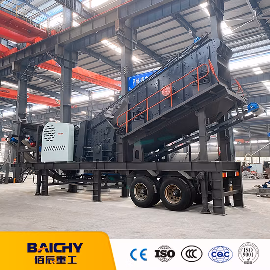 석회석, 화강암, 강석, 현무암, 채석장, 분쇄 및 광업을 위한 50-100t/h 스톤 콘 충격 VSI 해머 롤러 모바일 휴대용